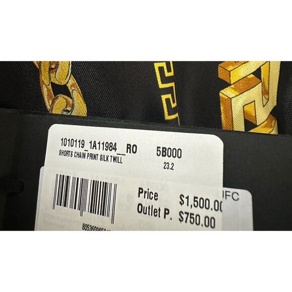 Versace Chain Print Silk Men's Black/Gold Shorts 50 Eu (32”) 1010119 NWT $1500 - Picture 11 of 12